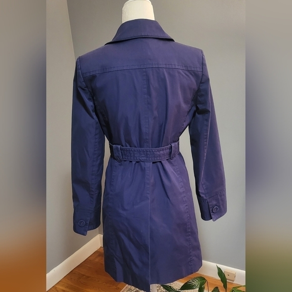 Ann Taylor Loft Blue Trench Coat with Paisley Lining- Size S - Picture 5 of 9